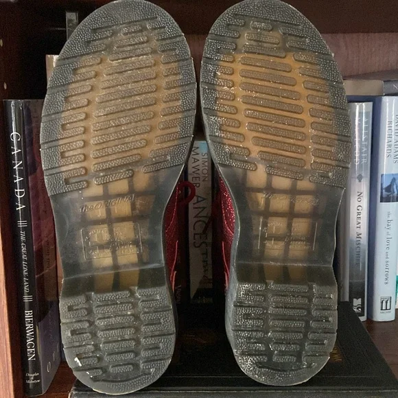 Rare! Dr. Martens 1460 Pascal Flame Red Glitter Boots Women's Size 7 - Picture 10 of 14